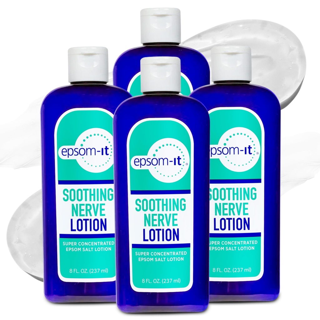 Epsom-It Soothing Nerve Lotion - Epsom Salt Magnesium Lotion, Topical Magnesium Cream with Capsaicin & Arnica to Provide Comfort for Legs, Knee and Feet, 8.0 oz., 4-Pack