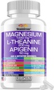 Magnezyum Kompleksi 1000 mg L Theanine 200 mg Apigenin 50 mg Supplement with Mag Glycinate Citrate Malate Taurate + Chamomile 5-HTP Passion Flower Lemon Balm B6 Ashwagandha ve L Tryptophan - ABD'de Yap