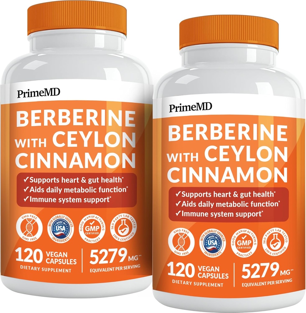 21-in-1 Berberine Supplement with Ceylon Cinnamon with Chromium, Bitter Melon ve Green Tea Ekstraksiyon ve Black Pepper 5X for Energy & Metabolism Support with 5279 mg (120 ct, Pack of 2)