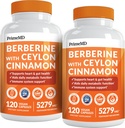 21-in-1 Berberine Supplement with Ceylon Cinnamon with Chromium, Bitter Melon ve Green Tea Ekstraksiyon ve Black Pepper 5X for Energy & Metabolism Support with 5279 mg (120 ct, Pack of 2)