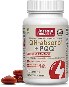 Jarrow Formulas QH-Absorb + PQ, Diyet Tamam, Mitochondrial Biogenesis, Hücresel Enerji Üretimi ve Cardiovascular Health, 60 Softgels, 60 Day Supply, 12 Mart