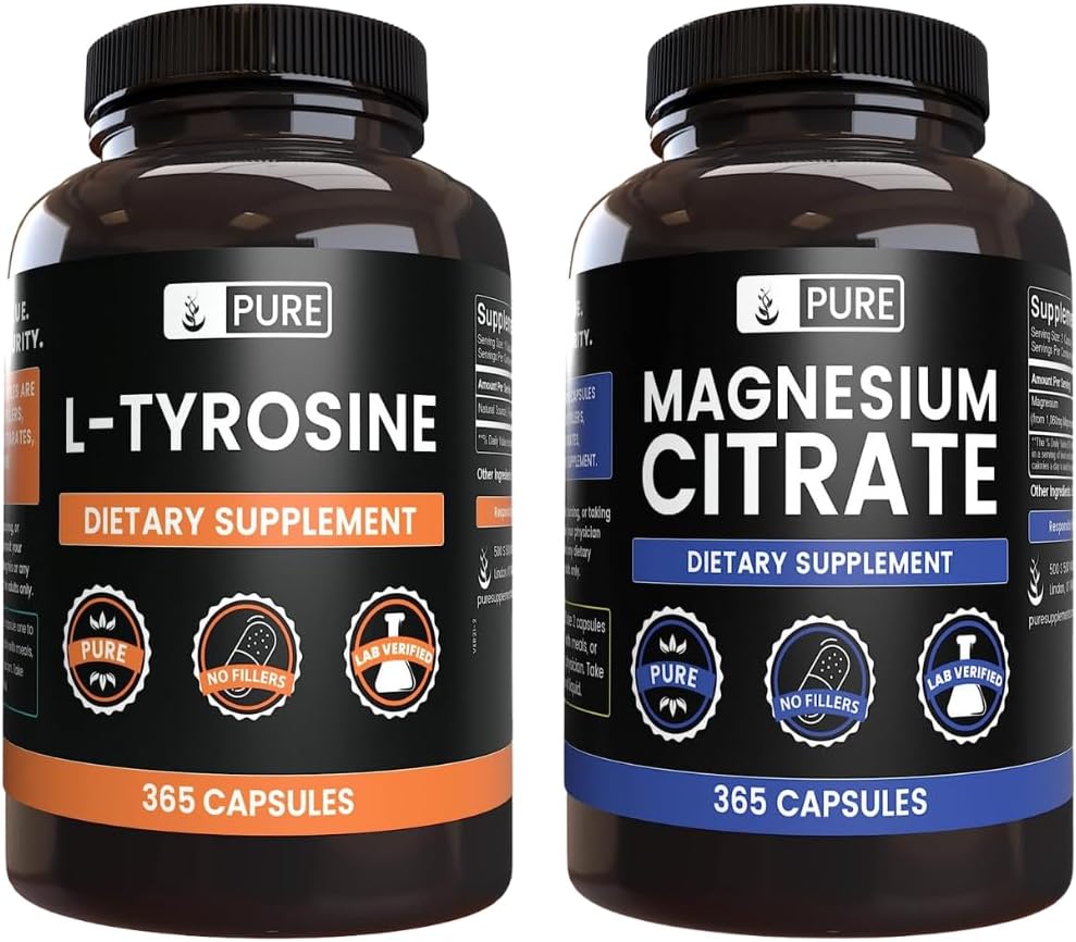 PURE ORIGINAL INGREDIENTS L-Tyrosine ve Magnezyum Citrate Sche, 365 Capsules Her, Always Pure, Lab