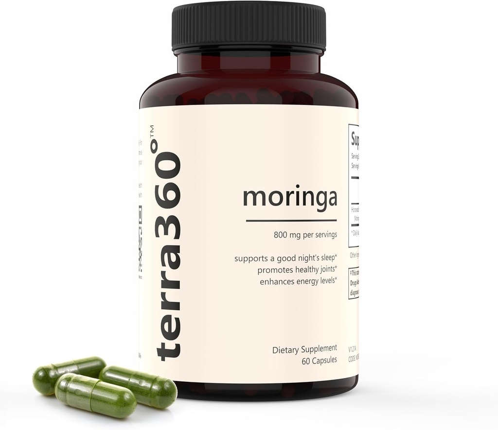 800mg Moringa Capsules - Pure Moringa for Energy, Immune Support, Skin Health & Vitality - Nutrient-Rich Super Food with Essential Vitamins & Antioxidants, 60 Capsules