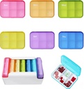 7 Piece Set Pill Organizer 6 Times a Day Weekly Daily Travel Medicine Organizer Port 7 Day 42 Karşılaştırma Pill Box with Moisture-Proof Pill Case Travel Pill Container for Vitamins,Supplements