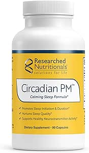 Researched Nutritionals Circadian PM - Sağlıklı Nervous System, Histamine Response & Peaceful Nights with L Theanine, 5 HTP, Valerian Root & GABA Supplements (90 Capsules)
