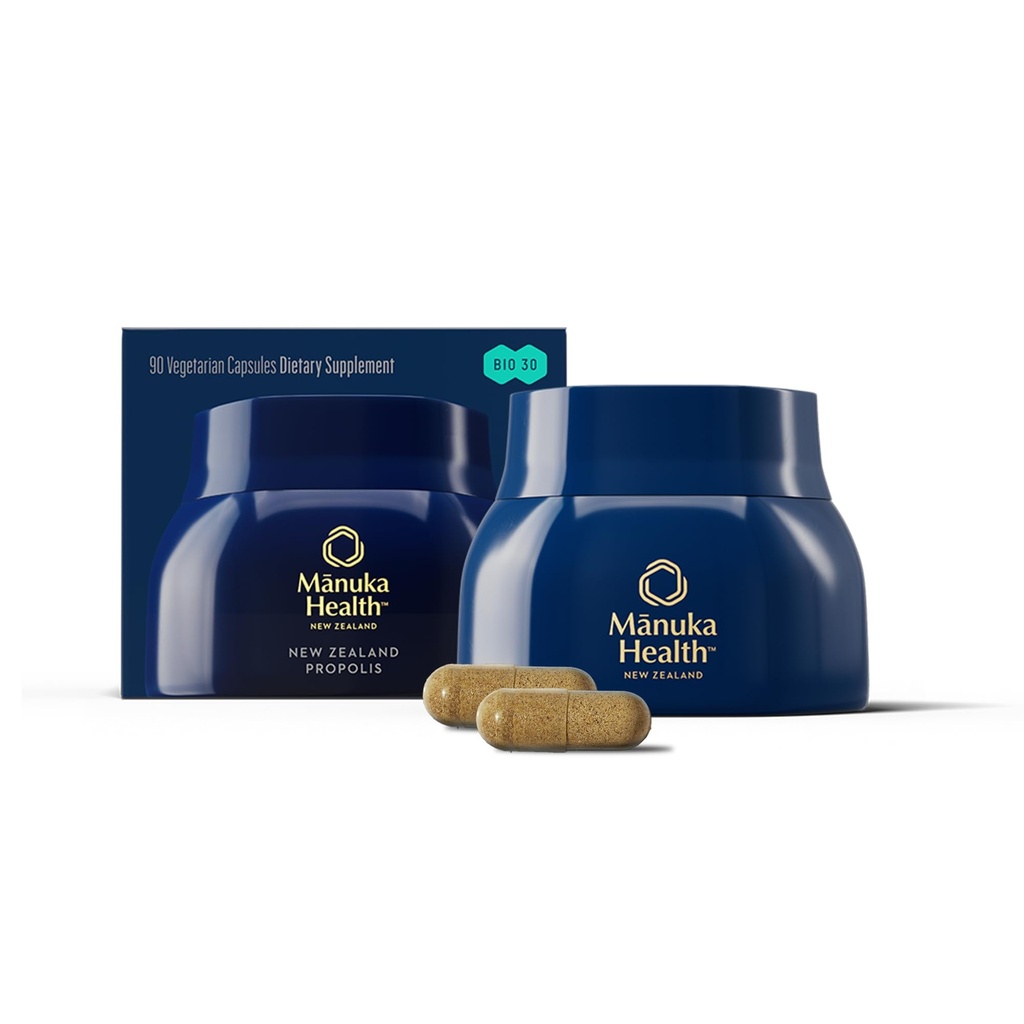 Manuka Health BIO30 Propolis, 1-A-Day Immune Support Supplement with Vitamin C – Propolis Capsules for Immunity, Wellness & Vitality - 90-Count (90-Day Supply)​