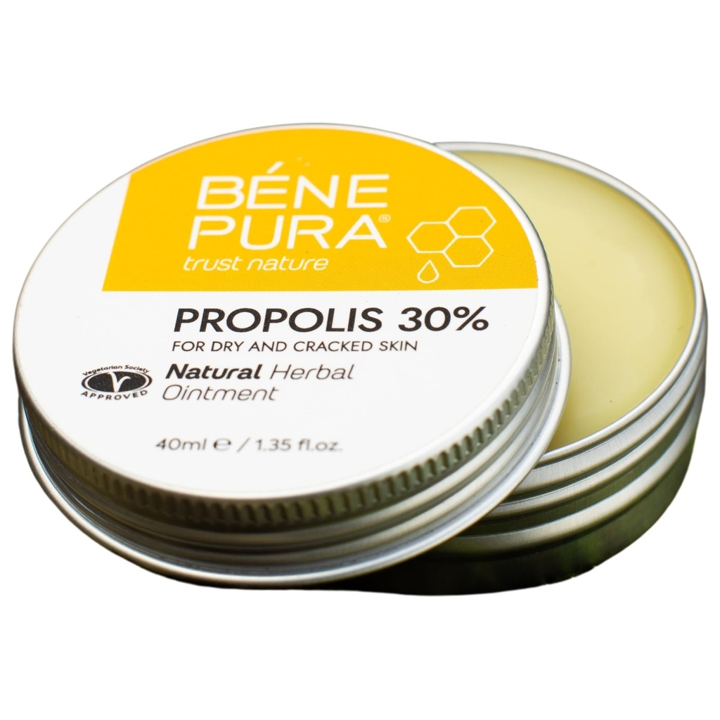 BenePura Propolis Ointment - Natural Anti Itch Cream with 30% Propolis - Itch Relief for Humans, Rash Cream - Multipurpose Moisturizing Propolis Cream for Dry Skin and Cracked Heel Repair - 1.35fl. Oz