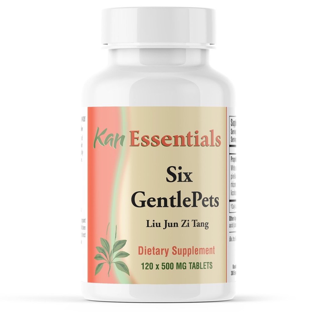 Kan Herbs Company Six GentlePets – Traditional Chinese Herbal Blend for Dogs and Cats to Support Energy, Digestion, Appetite, and Respiratory Comfort, Herbal Supplement for Pets, 120 Tablets
