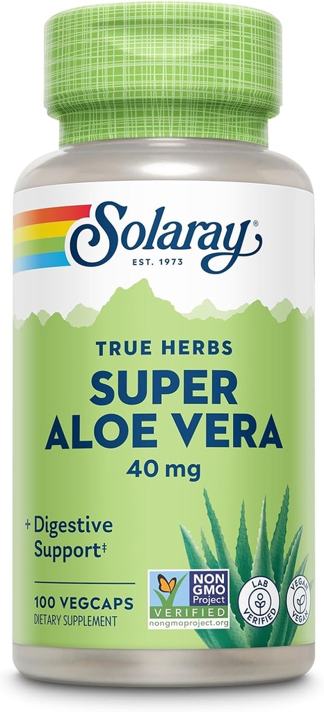SOLARAY Super Aloe Vera Gel 8000 mg | Doğal Occurring Amino Asitler, Vitaminler, Mineraller, Enzymes & Antioksis for Health Digestion Support | 100 CT