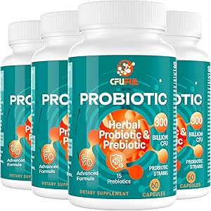 Kadınlar ve Erkekler için Probiyotikler - 300 Milyar CFU, 24 Strains Probiyotik + 15 Organik Herbs Prebiyotikler, Genel olarak Digestive Gut Health, Immune, Constipation & Bloating, Raf Stable - 8 Ay Supply