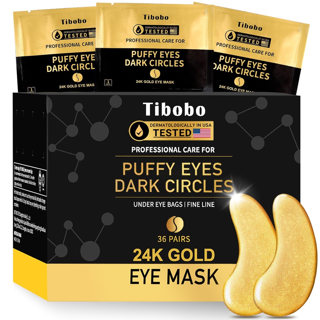 Eye Patches (36 Pairs) - 24K Altın Göz Maskeleri Karanlık Çemberler için Abundant Collagen, Puffy Eyes, Wrinkles - Women Skin Care - Vegan & USA Tested