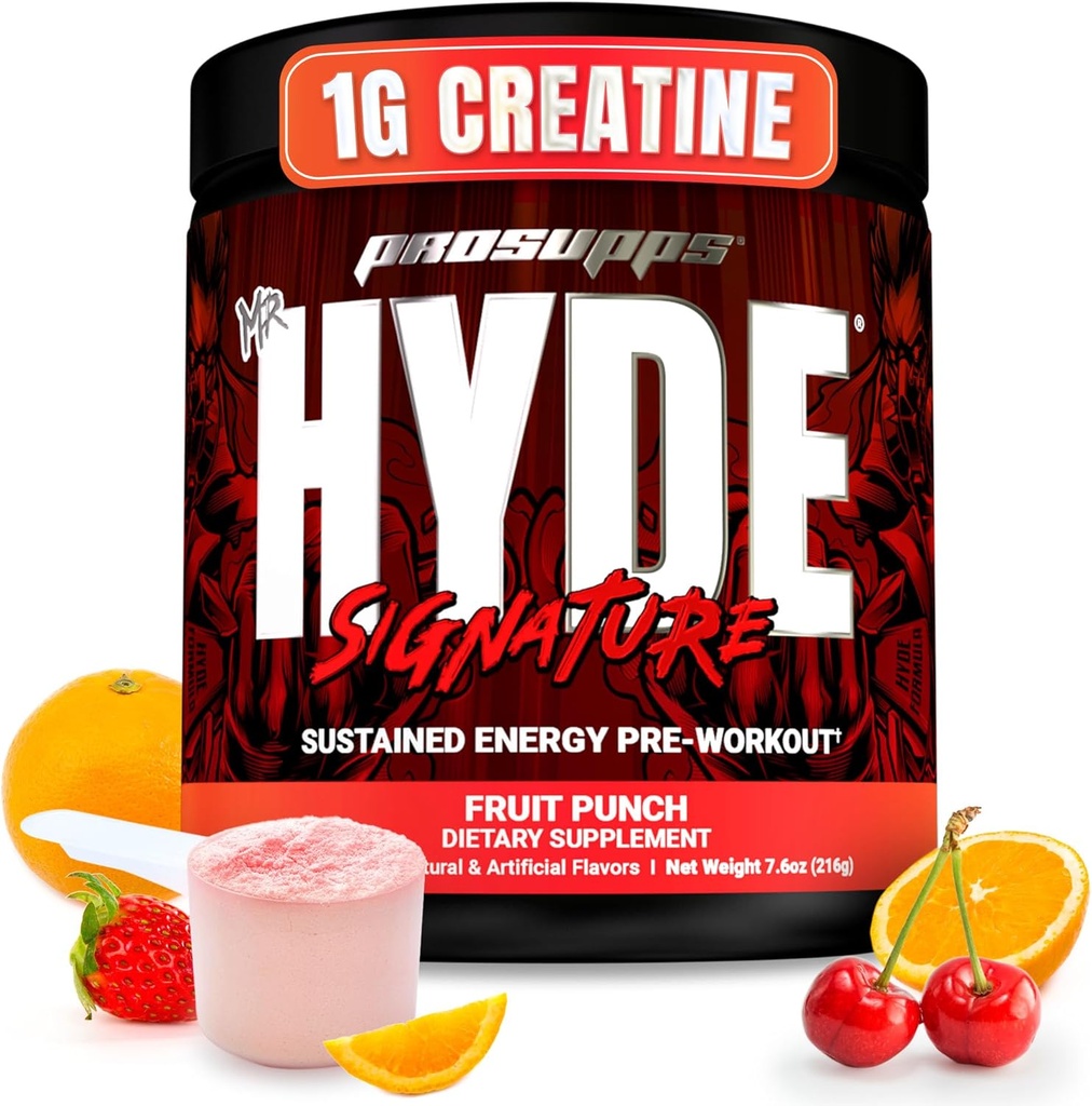 PROSUPPS Mr. Hyde Signature Pre Workout Powder with Creatine, Beta Alanine & Caffeine - Απόδοση, Ενέργεια & Αντοχή - Καθαριότητα & Γυμναστήριο Συμπληρώματα για Άνδρες & Γυναίκες (Fruit Punch, 30 Services)