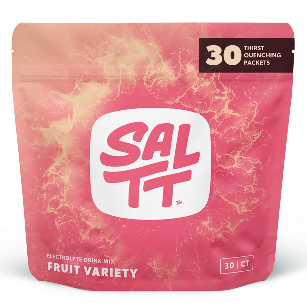 SALTT Electrolytes Toz Paketleri, Meyve Çeşitli Paketi (30 Paketler) - Magnezyum Pyum, sodyum, Trace Minerals - Vegan, Sugar Free, Gluten Free - Travel Essentials - Made in USA