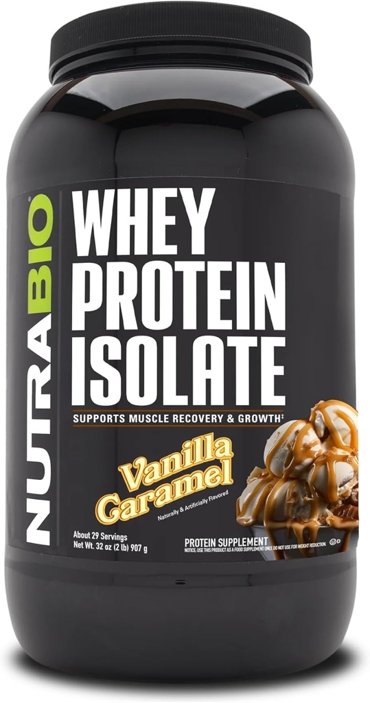 NutraBio 100% Whey proteini, Protein Tozu, Tamamlanan 25g Protein, Non-GMO, Soy & Gluten Free, Low Carb, Low Calorie Whey Protein Tozu, Vanilla Caramel, 2 L