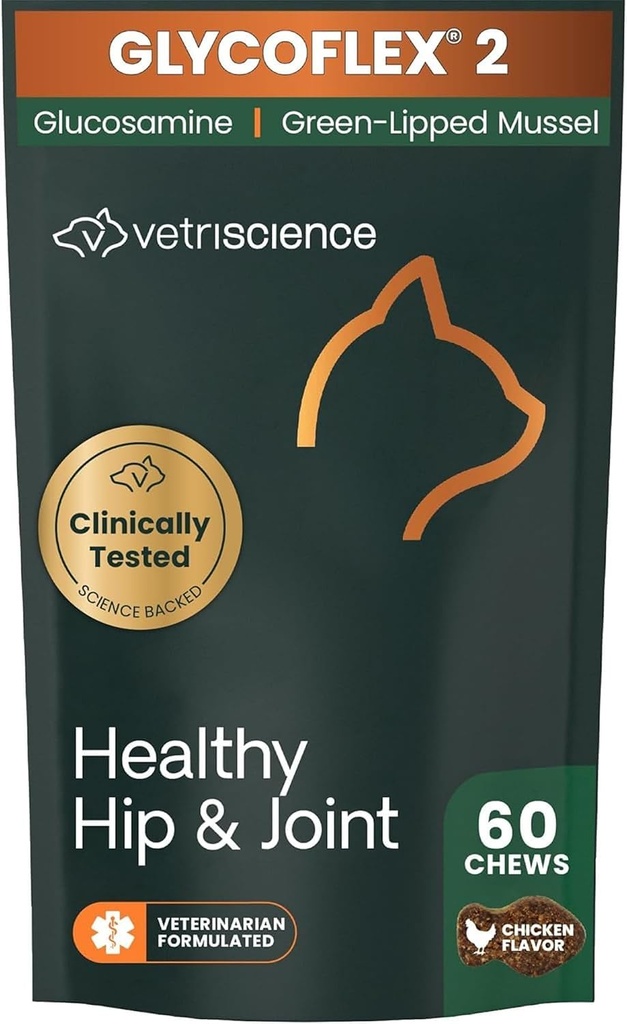 Vetriscience Glycoflex 2 Healthy Hip & Joint Chews Chicken Flavor for All Cats 60 ct