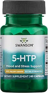 Swanson Extra Strength 5-HTP - Natural Sleep Support Supplement for Adults - Προάγει την συναισθηματική ευεξία και την διάθεση με φυσικά συστατικά - (60 κάψουλες, 100mg το καθένα)