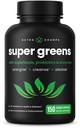 NutraChamps Organik Süper Yeşiller Capsules - Alfalfa, Spirulina, Chlorella & More - Antioxy, Digestive Enzyme & Probiyotik Mixs - 150 Green Superfood Capsules
