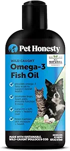 Pet Honesty Omega 3 Fish Oil for Cats & Dogs (16oz), Wild Caught Omega 3 Fish Oil for Dogs Skin and Coat Supplement, Supports Shedding, Skin & Coat, Immunity, Joint, Brain & Heart, EPA + DHA