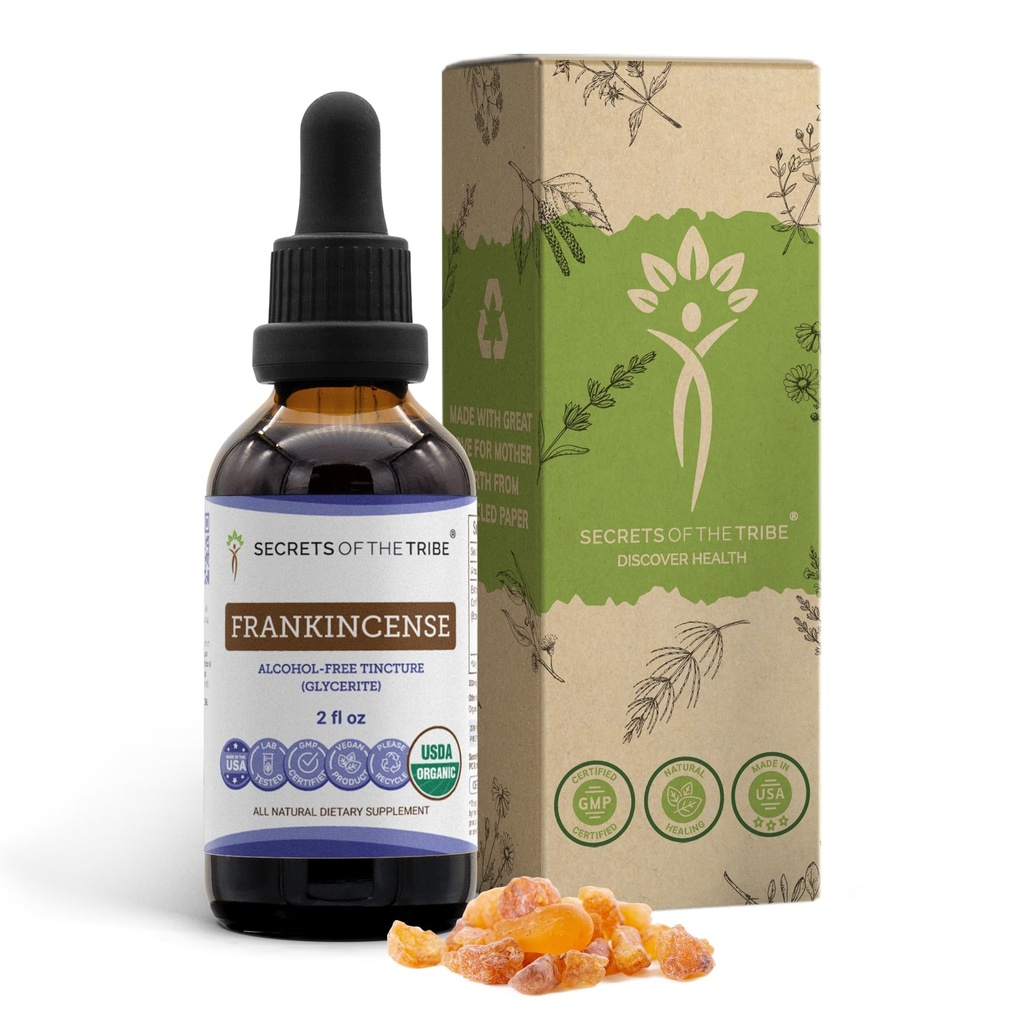 Frankincense USDA Organik Tincture Alkol-Free Extract, Frankincense (Boswellia Serrata) 2 oz