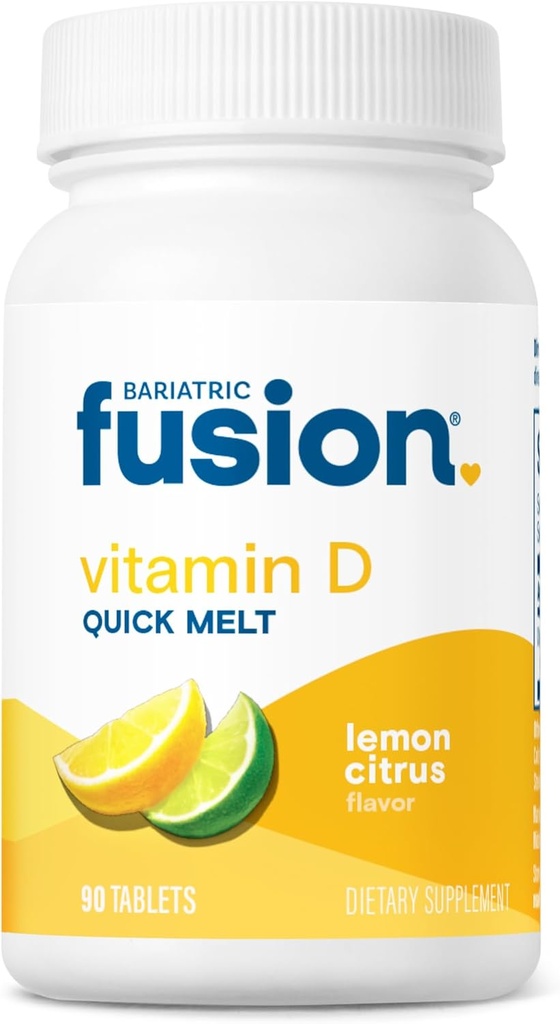 Bariatrik Fusion Dissolvable Vitamin D3 5000 IU Quick Melt | Lemon Citrus Flavored Chewable Vitamin D Supplement | Sağlıklı Kemik Desteği* | Gluten, Süt ve Soy Free | 90 Hızlı Emek Tabletler