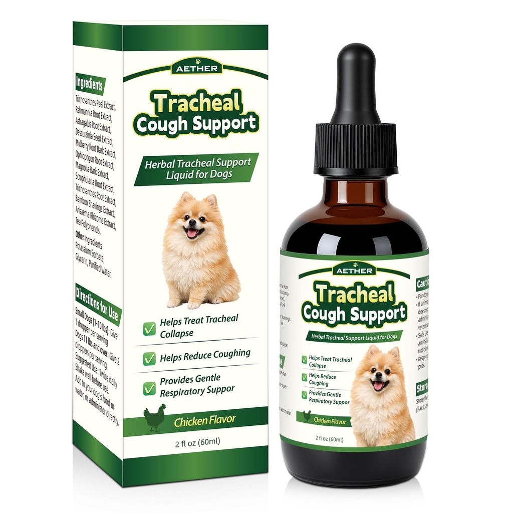 Trachea Cough Elixir, Collapsed Trachea Support for Dogs, Tracheal & Respiratory Airway Liquid, Dog Cough Relief Drops for Small Breeds, Natural Herbal Formula 2 fl oz Chicken Flavor