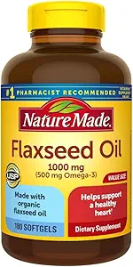 Nature Made Flaxseed Oil 1,000 mg Softgels, 180 ct