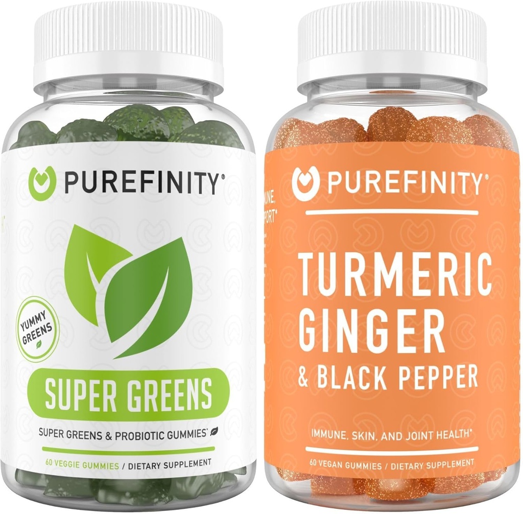 PUREFINITY Turmeric Ginger Gummies + Super Greens Gummies