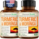 Moringa + Turmeric Curcumin συμπλήρωμα για την κοινή υγεία, την υγεία των ούρων, την ενέργεια και την ανοσοποιητική υποστήριξη - Total Wellness Formula - Tumeric Curcumin με Μαύρο πιπέρι & Moringa Pure Κάψουλες - 60 Count - 2 Pack