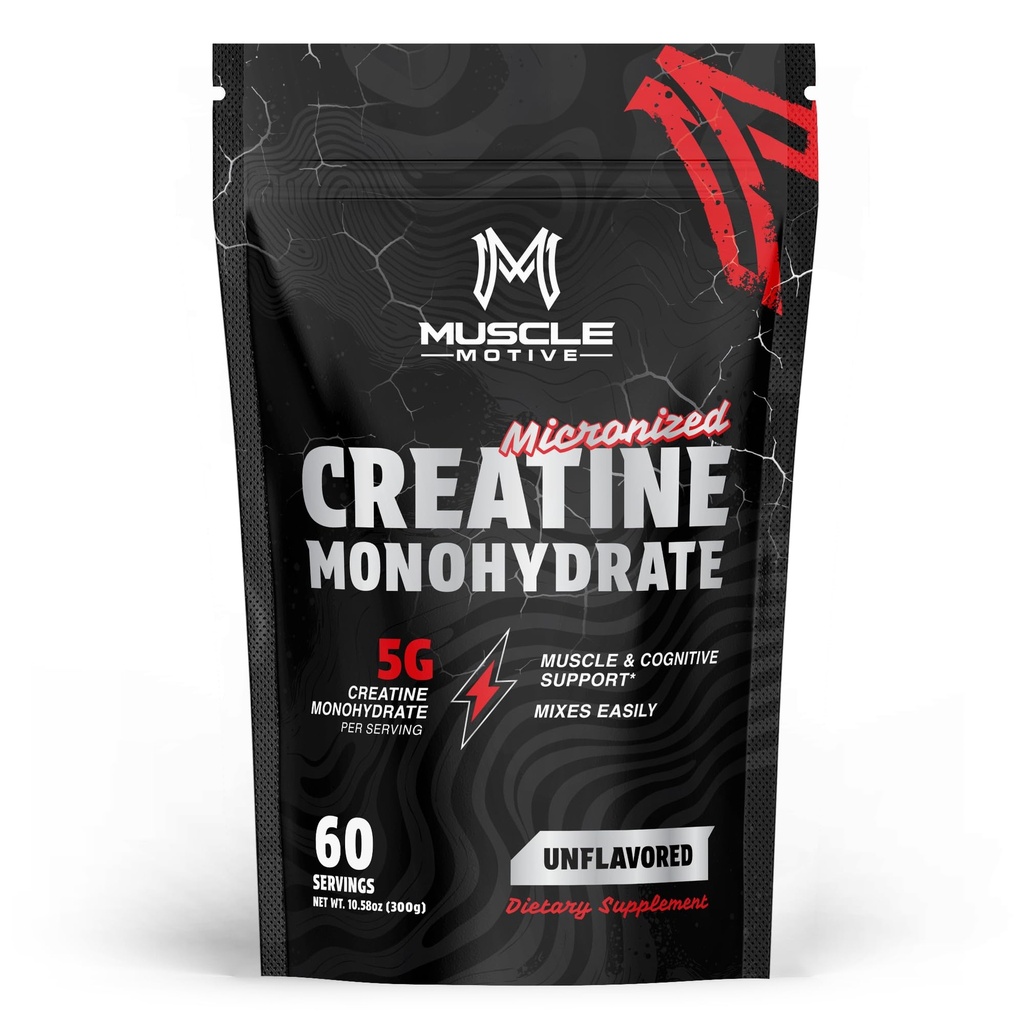 Creatine Monohydrate Powder, Unflavored, 300g | Micronized, 5g Per Serving, 60 Servings, For Men