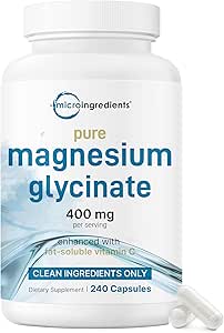 Mikro Malzemeler Magnezyum Glycinate 400 mg In Service, 240 Capsules | Potent Elemental Form, 100% Chelated, High Abors | Sağlıklı Kas, Bones, & Mood Support Supplement | Non-GMOMO
