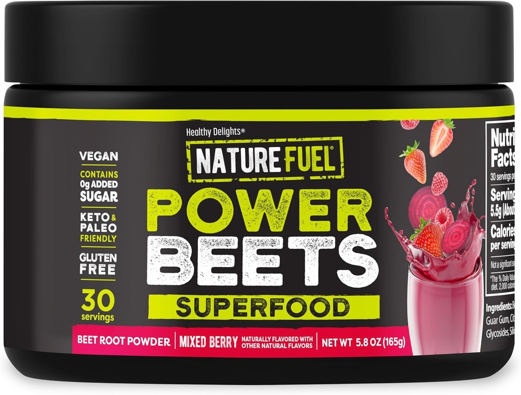 Sağlıklı Delights Nature Fuel Power Beets, Vegan Beet Juice, Beet Toz Yüksek Kan basıncı için, 0gdrew Sugar, Beet Root Supplement, Beetroot, Karma Berry, 30 Hizmet (Pazar Mayıs Vary)