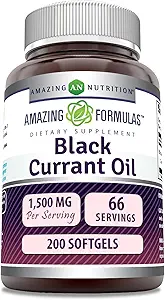 Amazing Formulas Black Currant Oil 1500 Mg Per | Softgels | GLA (Gamma-Linolenic Acid) | Non-GMO | Gluten Free (1 Pack, 100 Count)