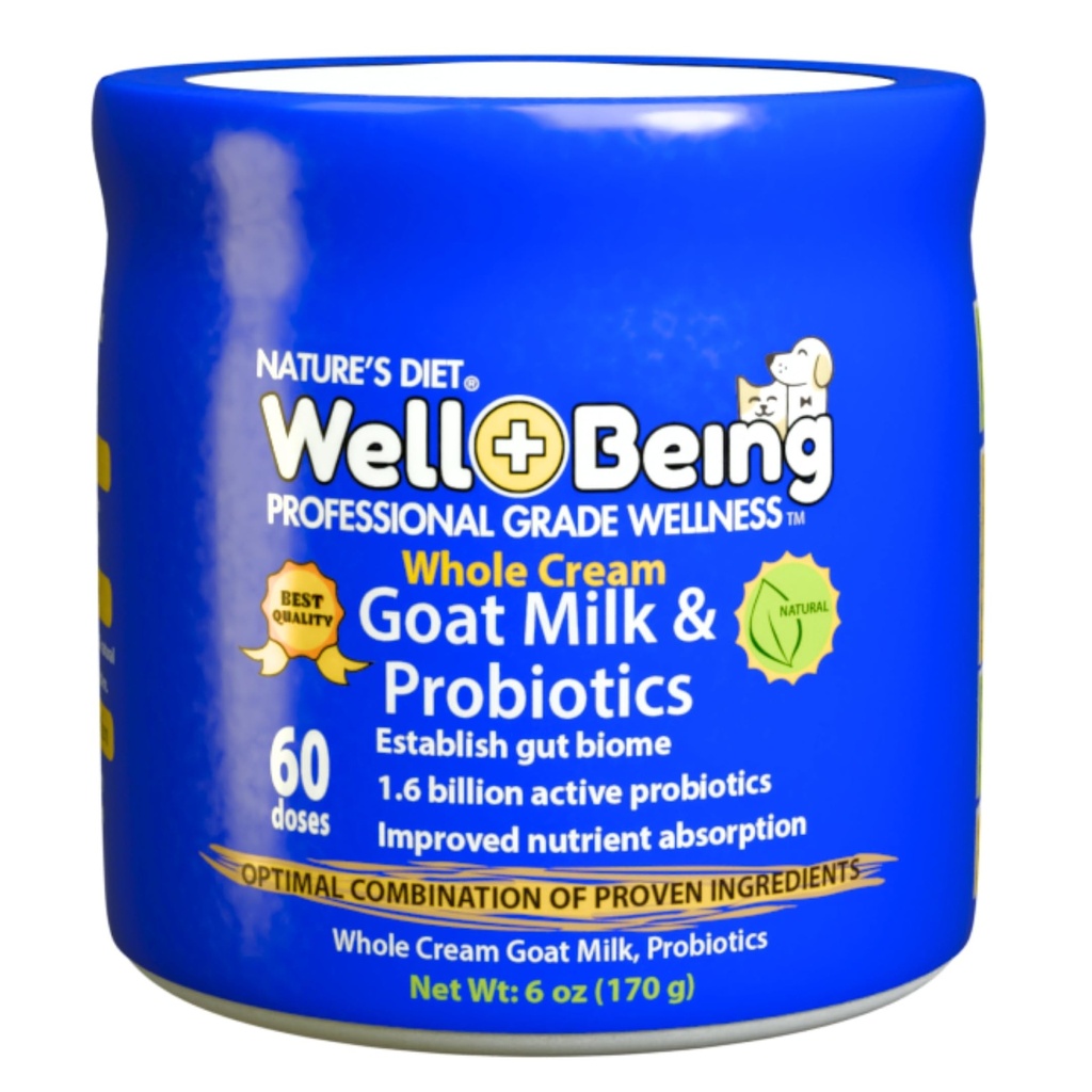 Nature’s Diet Well+Being Whole Cream Goat Milk & Probiotics for Dogs – 1.6 Billion Live Cultures – Supports Gut Health, Digestion & Nutrient Absorption – 60 Doses (6 oz)