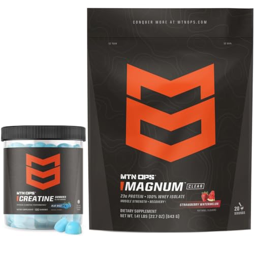 MTN OPS Creatine Gummies & Magnum Clear Whey Strawberry Watermelon Protein Isolate Bundle