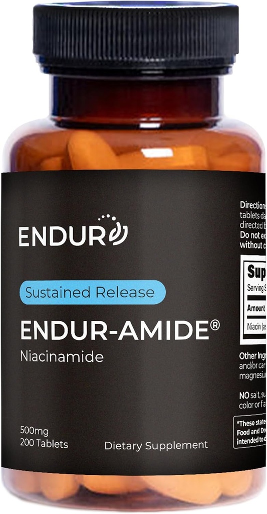 Endur ENDUR-Amide, Healthy Γήρανση συμπλήρωμα, Βοηθά στη διατήρηση της υγείας του δέρματος και την υποστήριξη συνολική υγεία ολόκληρου του σώματος, χωρίς γλουτένη, 500mg (200 δισκία)