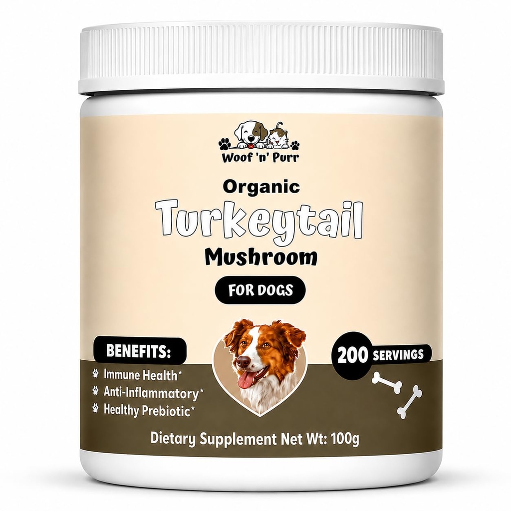 Turkey Tail Mushroom for Dogs - Turkey Tail for Dogs - Helps with Lipoma Lumps & Bumps, Immune Health, Digestive, Skin, Energy, Joint Health & Much More - Dog Lipoma Treatment - 200 Servings