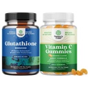 Glutathione Supplement with Milk Thistle - 500 mg per Service Pure L Glutathione ve Chewable Vitamin C Gummies for Yetişkinler - Ascorbik Asit Natural Gummy Immune ATM & Cold Remedy
