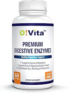 Premium Digestive Ένζυμα με φυτοβασικά ένζυμα, υποστηρίζει καλύτερη πέψη, καλύτερη απορρόφηση θρεπτικών ουσιών (60 κάψουλες μη ΓΤΟ)