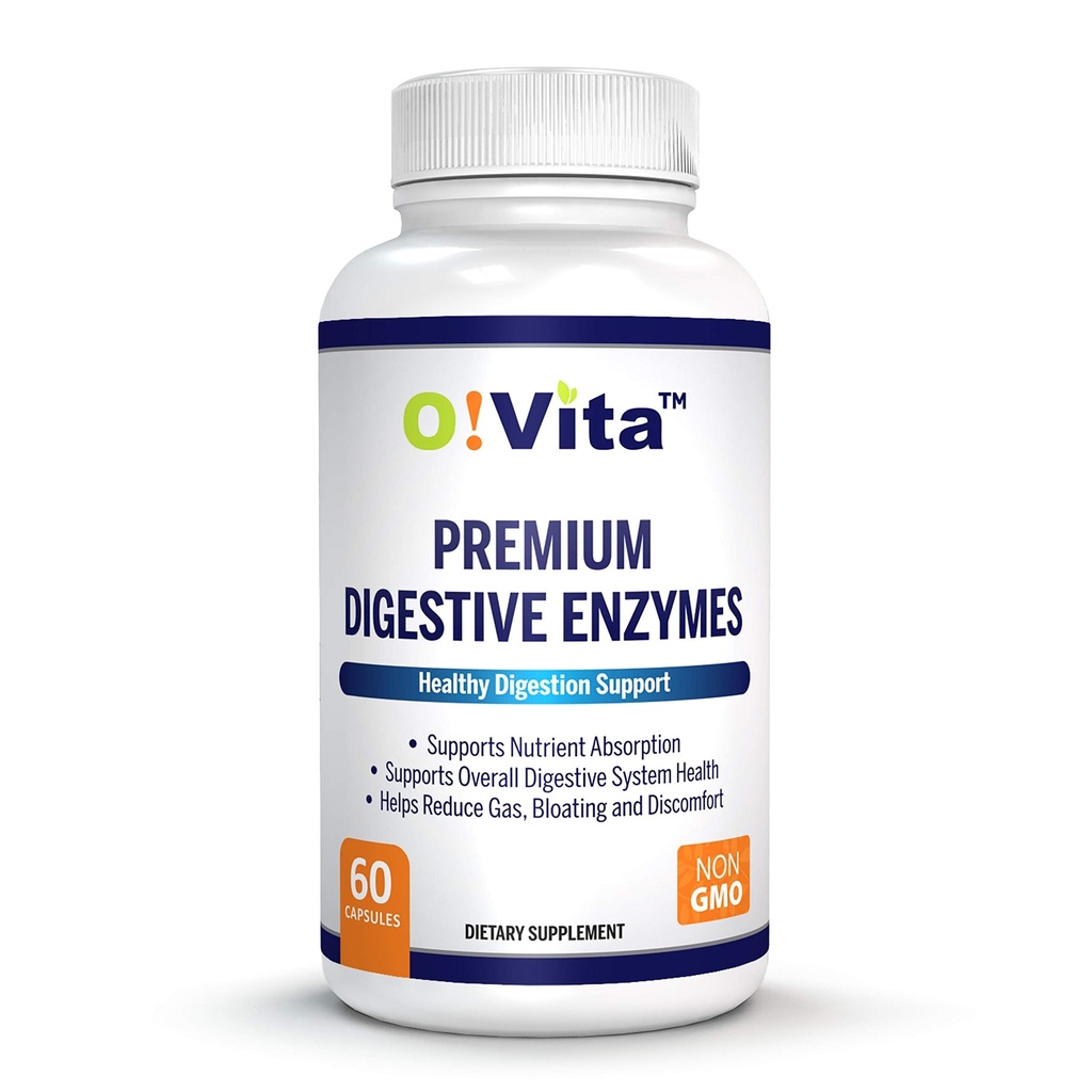 Premium Digestive Ένζυμα με φυτοβασικά ένζυμα, υποστηρίζει καλύτερη πέψη, καλύτερη απορρόφηση θρεπτικών ουσιών (60 κάψουλες μη ΓΤΟ)