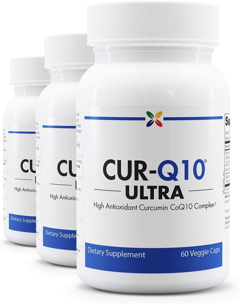 Aging Now - CUR-Q10 Ultra Kompleksi - Curcumin2K & MAX-Q10 - Beyin & Kalp Sağlığı, Antioksis, Mood Support and Joint Health Support - Turmeric & Black Pepper, CoQ10 - 60 Vcaps (3 Pack)