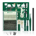 KEYYOU Lash Extension Kit Mixed 5-16mm Eyelash Extension Kit with Bottom Lashes Multi-Type Lash Clusters with Bond and Seal Applicator and Remover DIY at Home