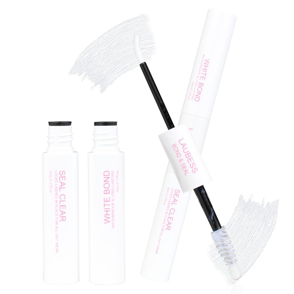 Lash Glue for Eyelash Clusters LAUBESS 2 in 1 Lash Bond and Seal Waterproof Lash Cluster Glue 10ml Adhesive Eyelash Glue Home Use Strong Hold 72H