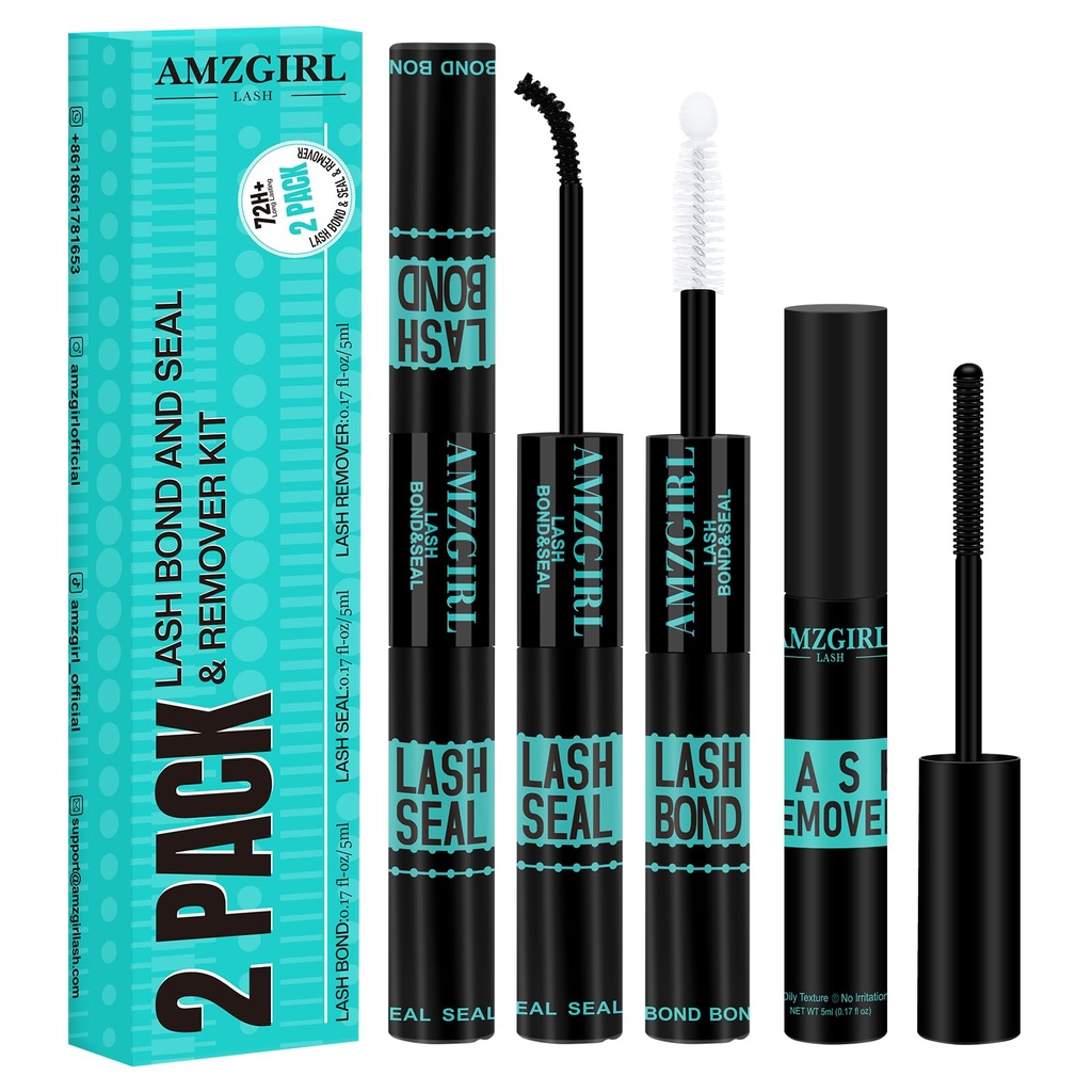 Lash Bond and Seal and Remover Waterproof Lash Cluster Glue Remover for Cluster Lashes DIY Eyelash Extensions Glue Strong Hold 72H+ Oil Lashes Remover Fast Remove Residue(Bond&Seal Remover)