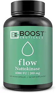 Nattokinase 4000 Fu 200 mg - Vegan No Stearates Gluten Free - Pure Natural Blood Thinner & Blood Flow Supplement - 100 Capsules / 100 Days Supply Flow Supplement - 100 Capsules / 100 Days Supply Flow Supplement -