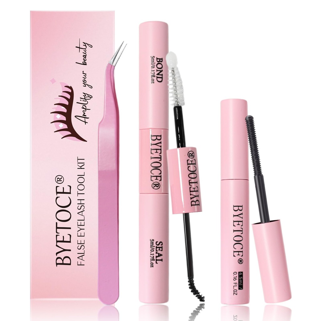 Lash Cluster Glue Bond and Seal Kit with Lash Glue Remover and Tweezers for Lash Extension Clusters Fast Removal, Portable Eyelash Brush for Eyelash Extension Beginners