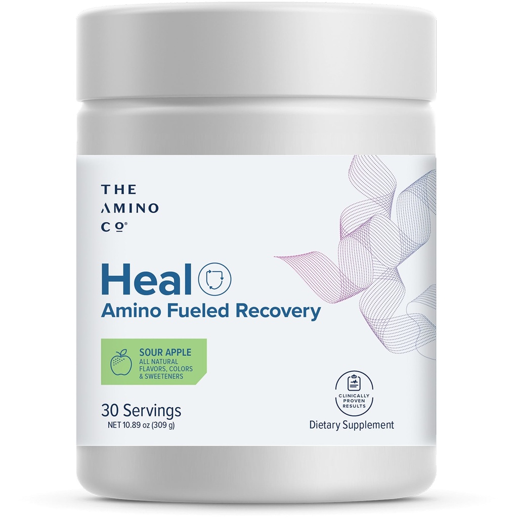 Amino Co. - Heal - Post Workout Recovery, Pure Eaaas Asit Formula ile İçgörülü Kas Onarımı, Vegan ve ketçaplı olarak Sour Apple Flavor - 10.89oz.