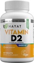 HAYAT Vitaminleri Vegan D2 2400 IU (60 MCG), Kemik, Dişler, Kas ve Immune Health Support, 2 Ay Supply, All Natural, Certified Halal, 60 Tabletler, ABD'de Yapıldı