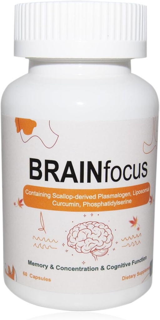 Memory & Focus için E Brain Supplements,Brain Curcumin,Plasmalogen & Liposomal Gelişmiş Bilişsel Fonksiyonl ve Yoğunlaşma için Destek,60 Hizmetler