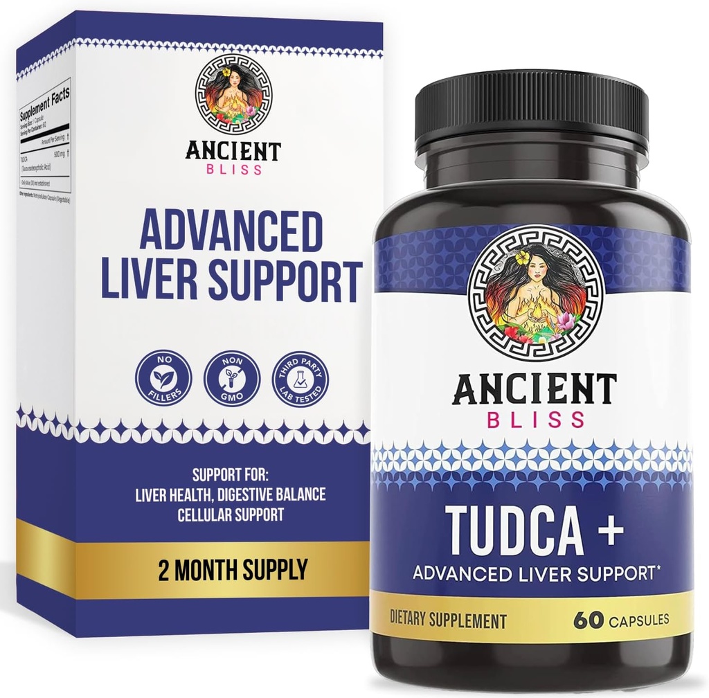 Tudca 500 mg, 60 Capsules (Tauroursodeoxycholic Acid)- Bile Salts Liver Support Supplement, Natural Bitter Taste- Vegan Friendly, Non GMO, Gluten Free Capsules by Ancient Bliss