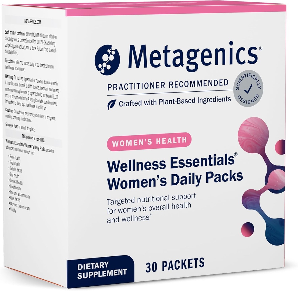 Metagenics Wellness Essentials Women's Daily Packs - 30 Daily Multivitamin Packs - Women's Multivitamins - Bone Influence* - Omega-3 Fatty Acids - Non-GMO & Gluten Free - 30 Packets
